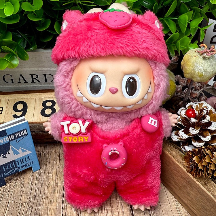 🧸Labubu “Mei Mei Bear” Plush Outfit – Strawberry Pink Edition (Doll Not Included)